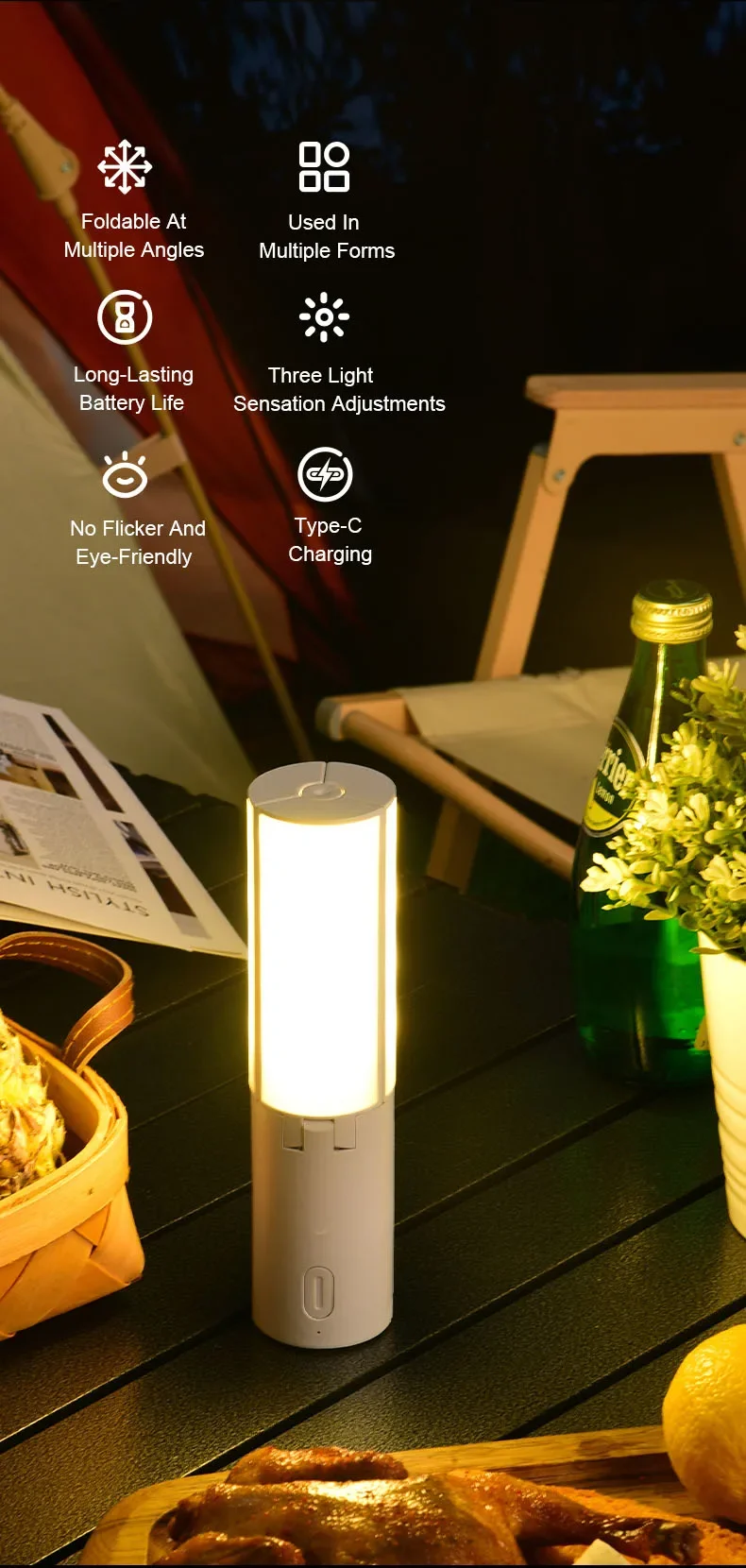 Description Picture 4 of itemFolding Outdoor Camping Portable Rechargeable High Capacity Lighting 3Modes Dimmable Hanging Lamp Lantern For Emergency Lighting
