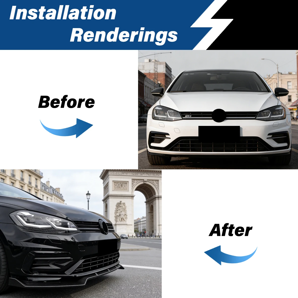 폭스바겐 골프 7 7.5 MK7 MK7.5 GTI GTD R R-라인 2012 2013 2014 2015 2016 2017 2018 2019 프론트 범퍼 스포일러 립 ABS 차체 키트
