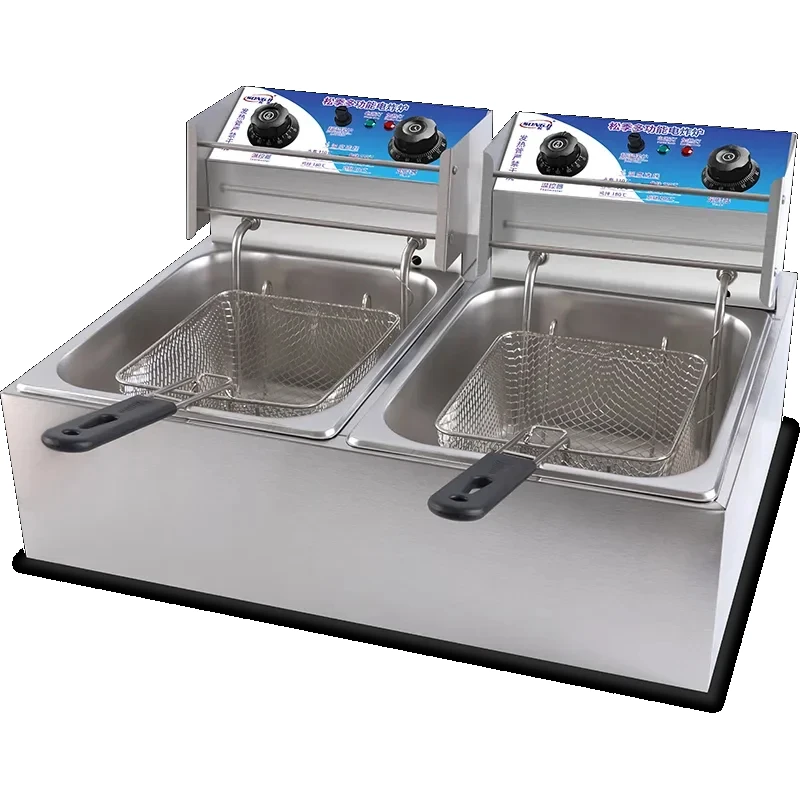 Fryer Commercial Large Capacity Double Cylinder Electric Fryer French Fries Machine Snack Equipment Double Cylinder