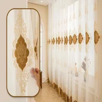 European Embroidered White Tulle Luxury Sheer Curtains for Living Room Bedroom Dining Villa Door Screen Elegant Decor Window 5