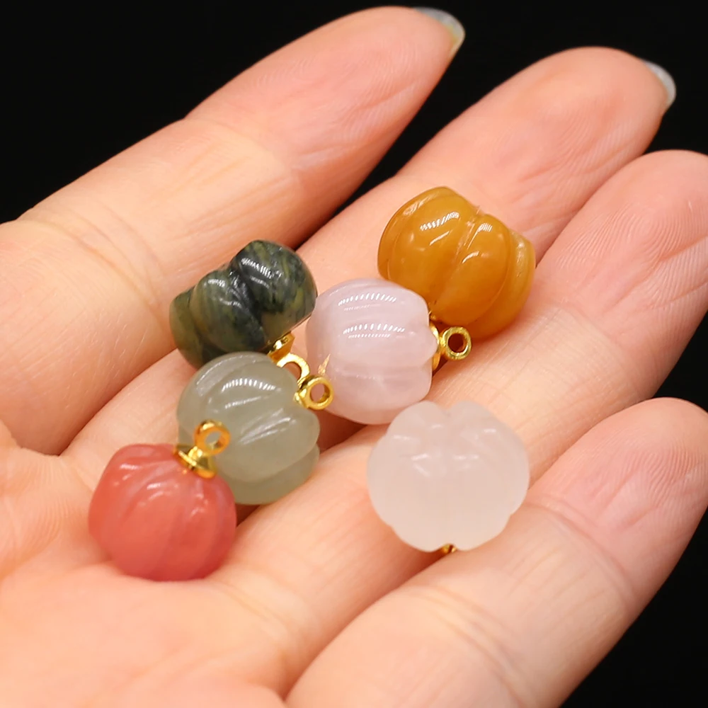 5 teile/los 13x13mm Naturstein Achat Rosenquarz Anhänger Charms Mini Kürbis Charms für Schmuck Machen DIY Halskette Ohrringe – Detail 18