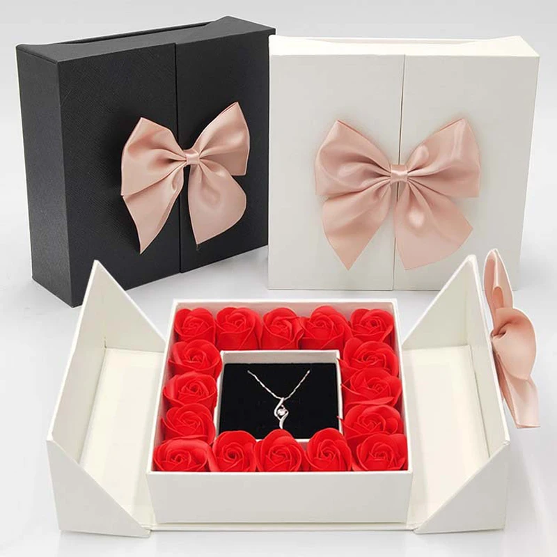 Luxury 16 Roses Double Door Gift Box With Tote Bag For Women GirlFriend Gifts Decoration 2022 Romantic Jewelry Accessories Boxs