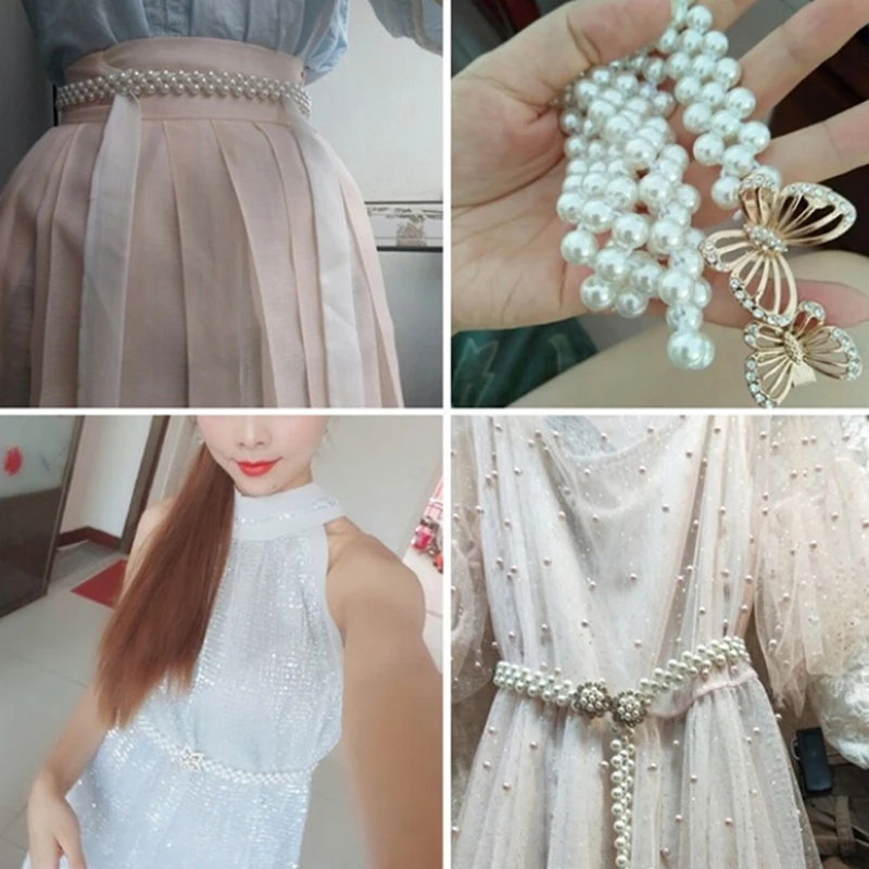 Bridal Belts Bling Wedding Women Jewelry Stretchy Dress Belt Pearls Belt Party Formal Dress Sash 1pcs