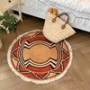 Cotton Linen Round Carpet Ethnic Printed Tassel Rugs Retro Bedroom Area Rugs for Living Room Floor Mat Macrame Carpets 3