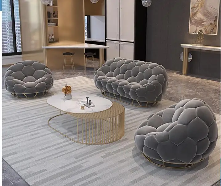 Nordic sofa small family modern simple clothing store online red living room casual luxury fabric sofa tea table combination