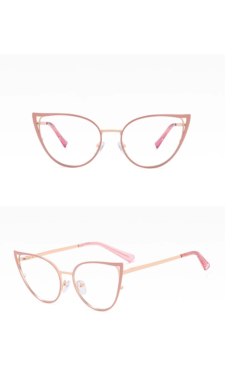 56987 Mode Metall Cat Eye Brillengestell Frauen Trend Aushöhlen Anti Blaues Licht Computer Brille Federscharnier Klare Brillen – Detail 20