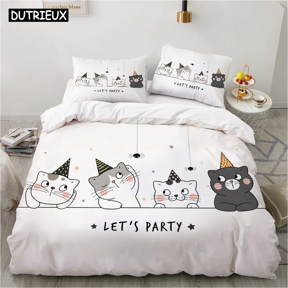 

Lovely Party Cats Bedding Set Animal 3d Bed Linen Quilt Duvet Cover Sets Home Textile Decor Twin Single Queen King Size Fashion