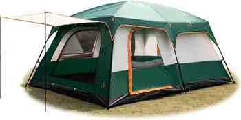 KTT Extra Large Tent 10-12-14 Person(B),Family Cabin Tents,2 Rooms,3 Doors and 3 Windows with Mesh,Straight Wall,Waterproof,Doub 2