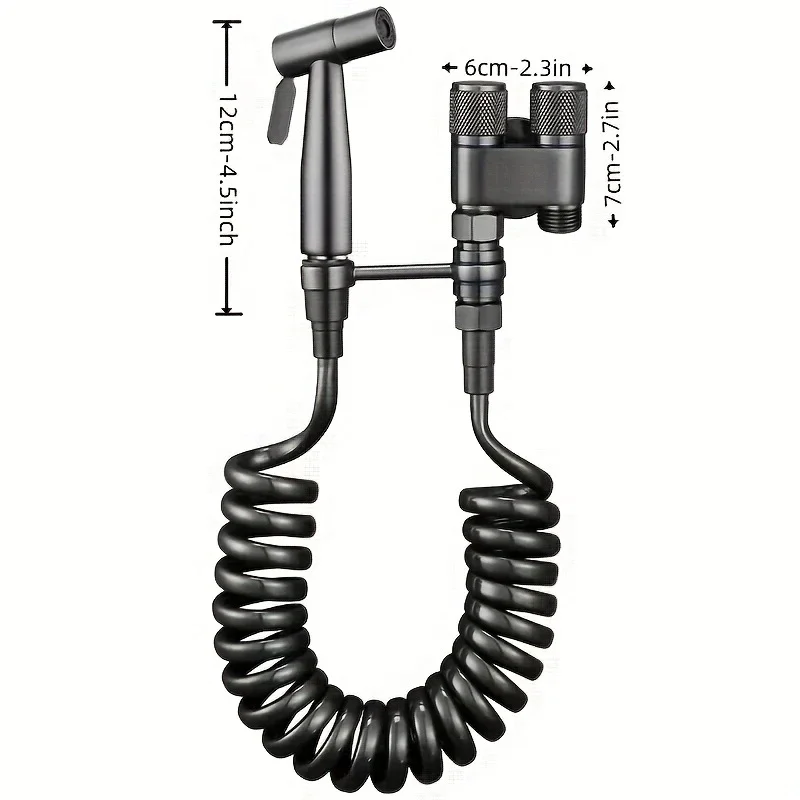 Wall mounted double outlet toilet spray, matching stainless steel wire drawing and polishing design, G1/2 thread, no power