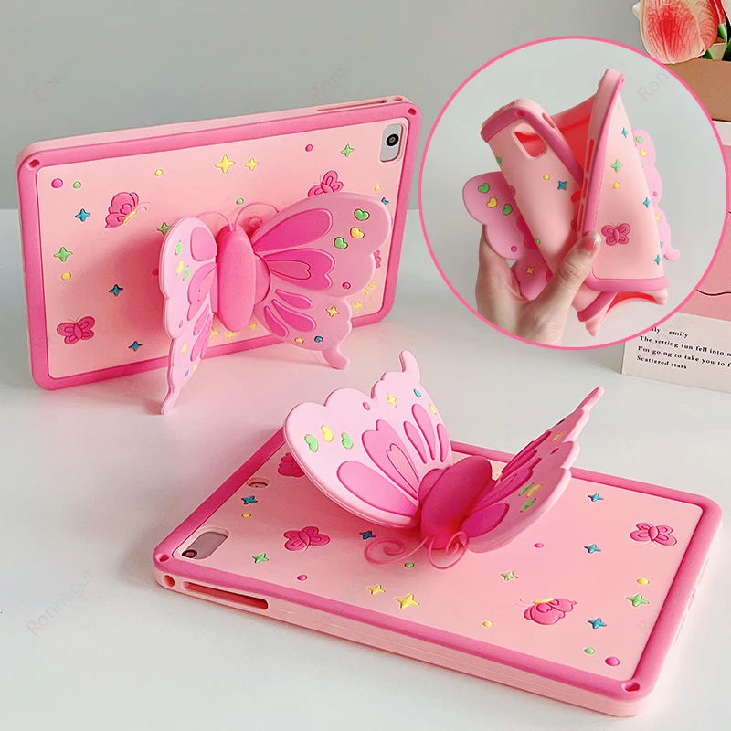 Butterfly Case para Apple Ipad Silicone Kids Case 9th 8th 7th Generation 10.2 2023 20232023 Air Pro 10.5 10.9 Pro 11 Mini 3d - Imagem 2