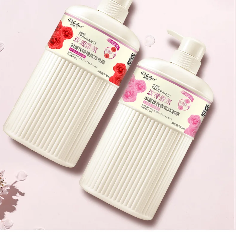 750ml Rose Fragrance Shower Gel Long Lasting Fragrance Moisturizing and Smoothing Shampoo for Women Fragrance Body Wash