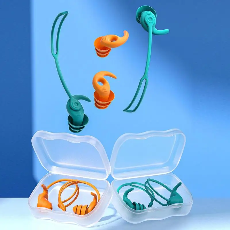 Silicone Corded Ear Plug Protector Reusable Anti Lost Hearing Protection Noise Reduction Safe Swimming Work Earplugs With Rope 5