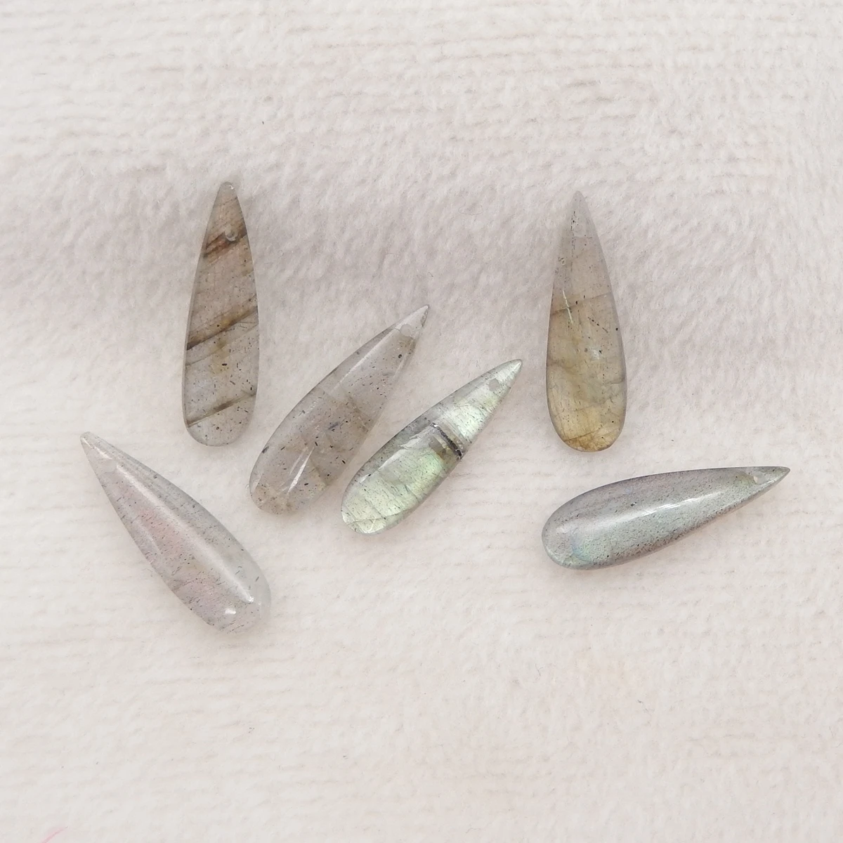 Lotto Di Perline Waterdrop Appariscenti In Labradorite Naturale, 6 Pezzi Di Perline