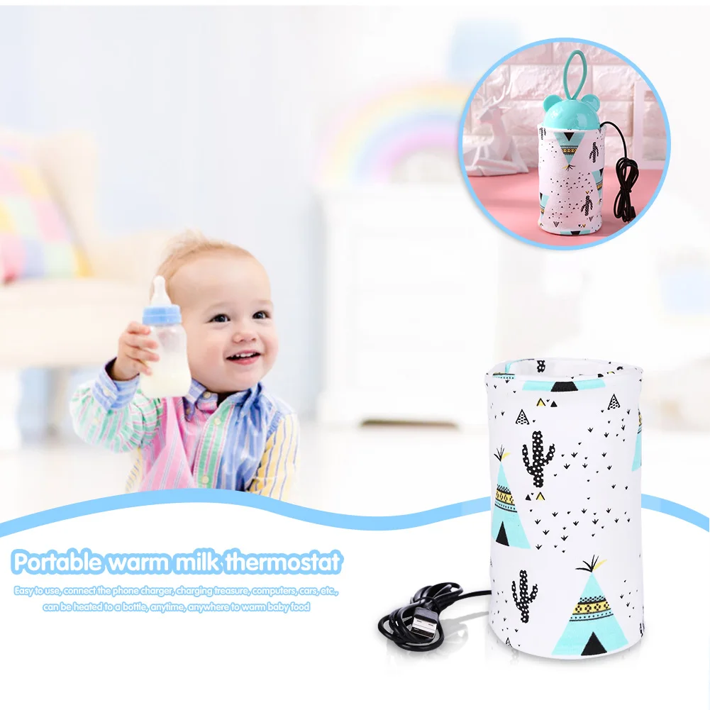 USB Travel Mug Milk Warmer Heater Feeding Bottle Portable Printed Baby Nursing Bottle Insulated Storage Bag 28x13cm Bottle Warmer Milk Bottle Heater