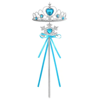 Kids Rhinestone Tiara Crown and Magic Wand with Glitter Crystal Head Hoop Jewelry Hair Accessories for Girls Teens Birthday Gift