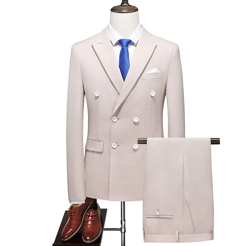 white Peak Lapel Men Suits Costume Prom Masculino Groom Blazer Wedding Tuxedo Party (Jacket+Pants)