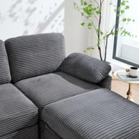 Большой шнуровый диван с комфортной пеной. Оборудование: Съемная центральная консоль (2 подстаканника + место для хранения), порт USB-C, боковой карман — изображение 6