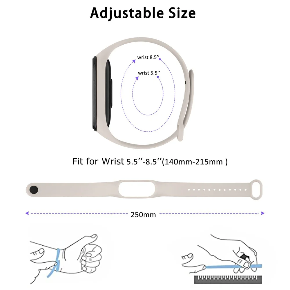 Фото Ремешок спортивный для Xiaomi Mi Band 7 6, силиконовый сменный Браслет для наручных часов mi band 7 6 3 4 5 №4