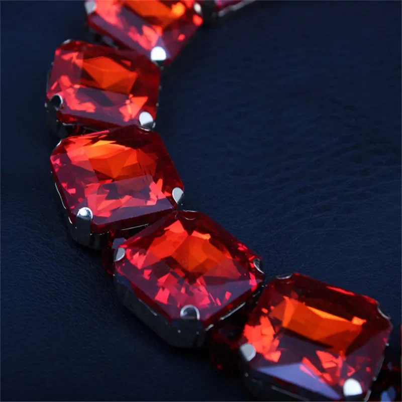 Bohemian Geometric Red Crystal Bridal Wedding Jewelry Sets For Women Statement Rhinestone Gold Color Clavicle Luxury Jewelry bridal jewelry sets crystal jewelry sets