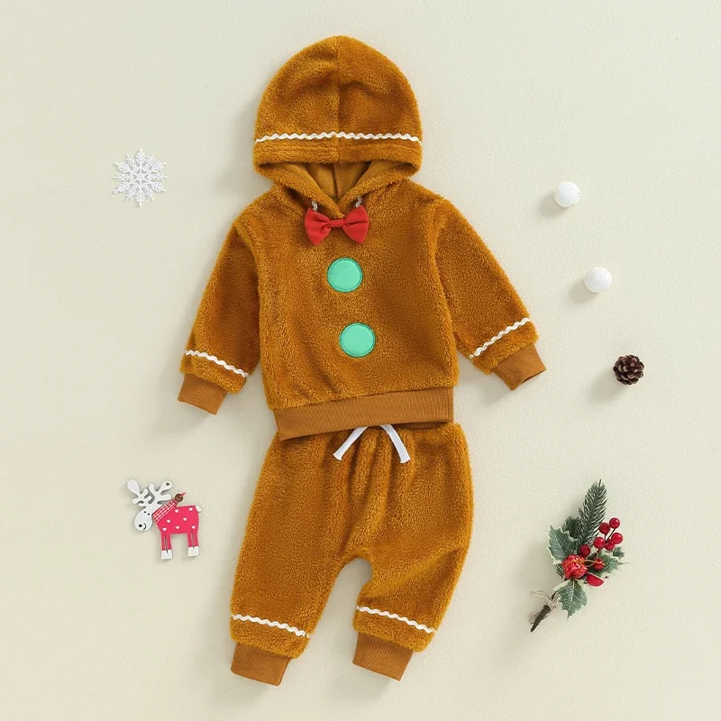 Kids Clothing Set Baby Boy Gingerbread Christmas Outfit 2Pcs