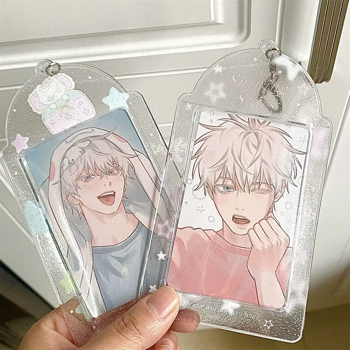 MINKYS Ins Glittery Transparent Kawaii 3 inch Kpop Photocard Holder idol Photocard Holder Photo Card Holder Bag Pendant 6