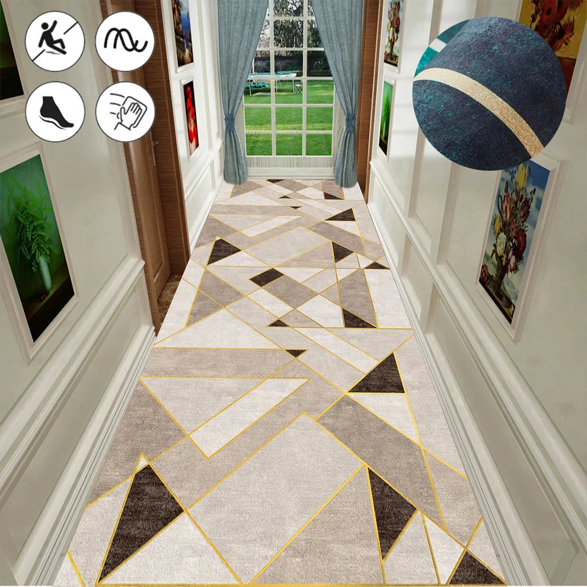 

Скандинавский геометрический ковер для коридора, моющийся коврик для лестницы в отеле, коврик для коридора, покрытый ковриком, нескользящий коврик для коридора, Настраиваемые коврики