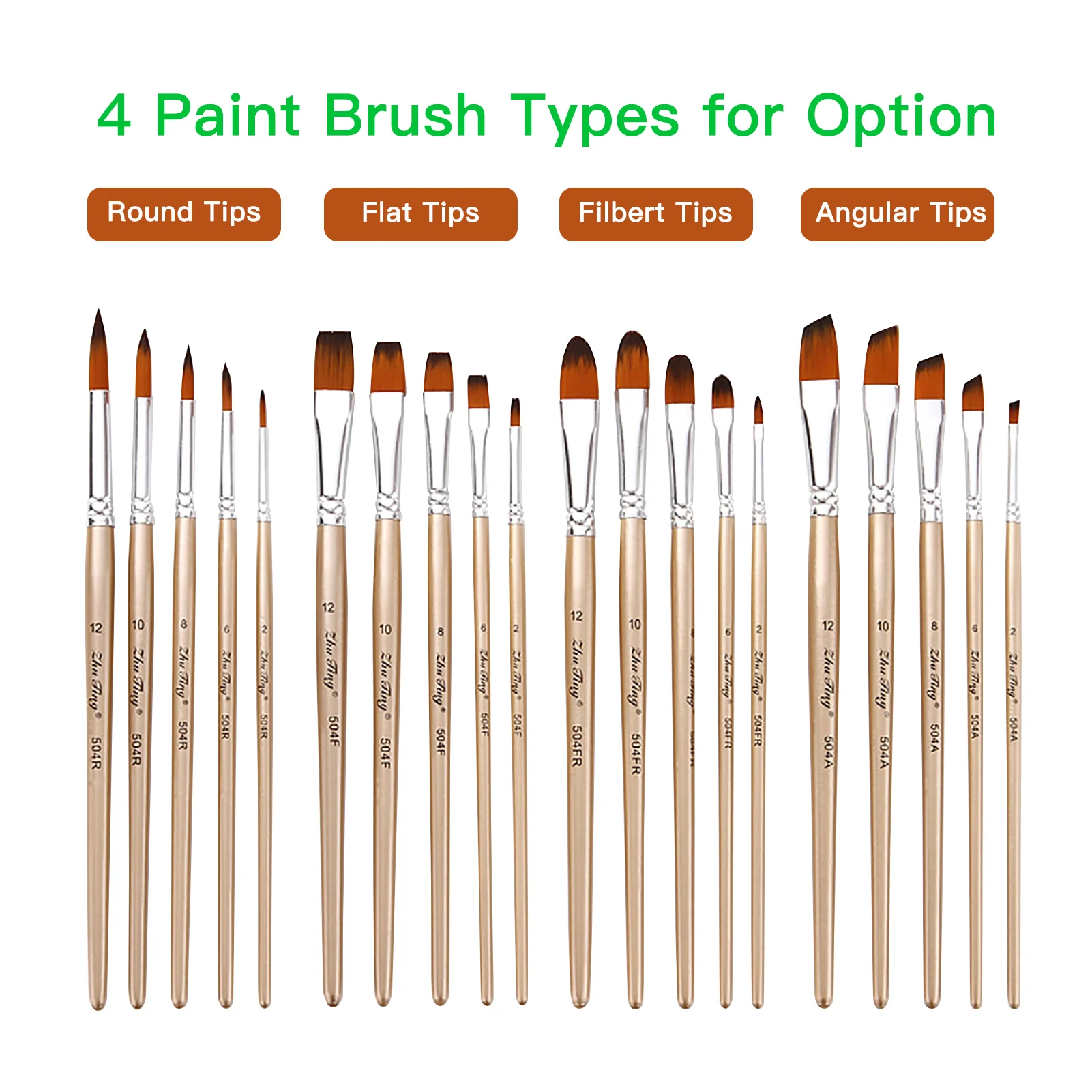 Paint Brushes Set Nylon Hair Wooden Handle Artists Paintbrushes For  Children Adults Beginners For Acrylic Oil Gouache Nail Body - Paint Brushes  - AliExpress