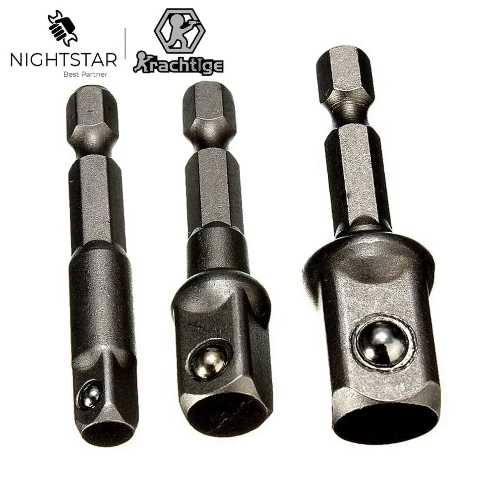 

3Pcs Hex Socket Drill Adapter 1/4" 3/8" 1/2" Hex Shank Extension Drill Bit Hex Socket Driver for Power Tools