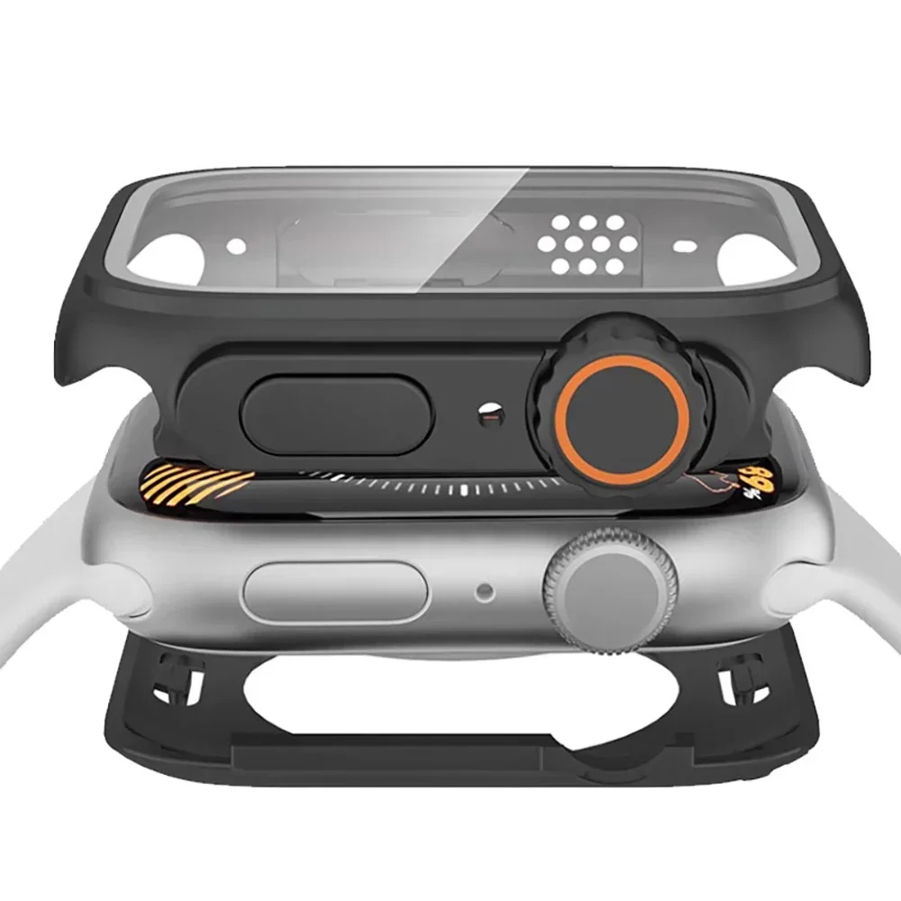 Tempered Glass+Cover For Apple Watch case 46mm 42mm 45mm 44mm 41mm 40mm Screen bumper Protector for iwatch serie 10 9 8 7 6 SE 5 4