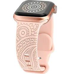 Engraved Silicone Strap for 44 45 46 49mm (Vintage Rose)