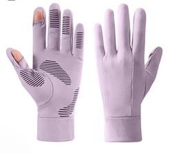 Thermal Touch Screen Ski Glove Liners - Unisex Lightweight Winter Gloves - L (Short gloves pink)