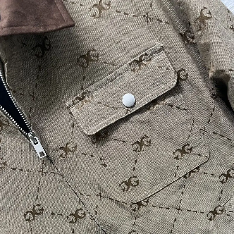 2024 Men's Jackets Spring New Business and Casual Flip Collar Jacquard Loose Outer Wear Male coat Personalized Trendy Clothe