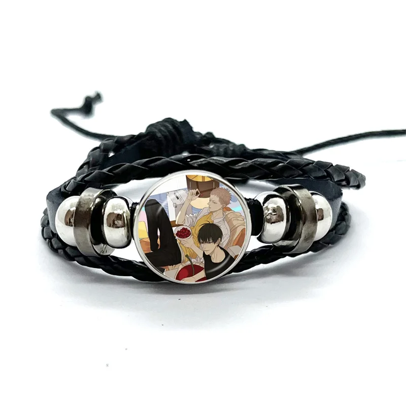 New 19 Days Old Xian He tian Jian Yi Cosplay Figures Black Leather Bracelets Glass Dome Multilayer Braided Bangles Jewelry Gifts 3