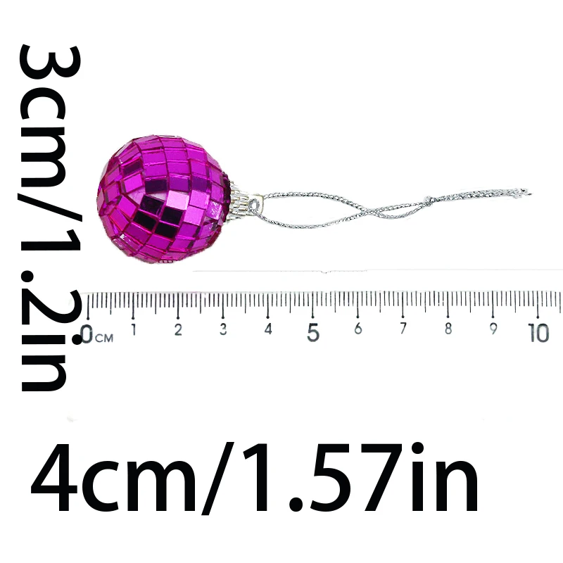(12pcs/pack) 4cm Christmas Ball Laser Mirror Glass Christmas Party Live House Decoration Pendant Cake Accessories DIY