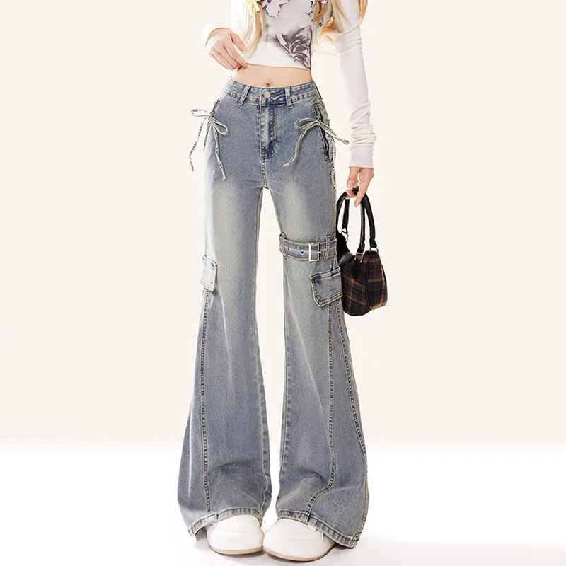 Women Goblin Core Harajuku Bell Bottoms Gyaru Low Rise