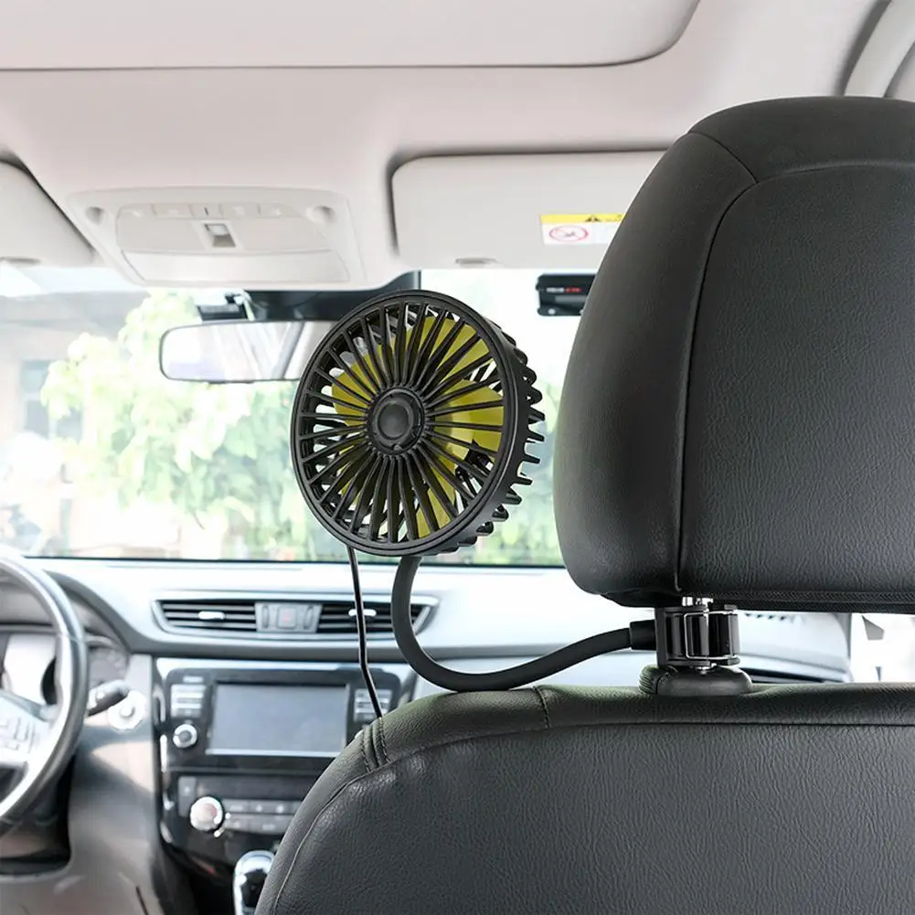 Black ABS Auto Headrest Ventilation Fan for Car Cooling