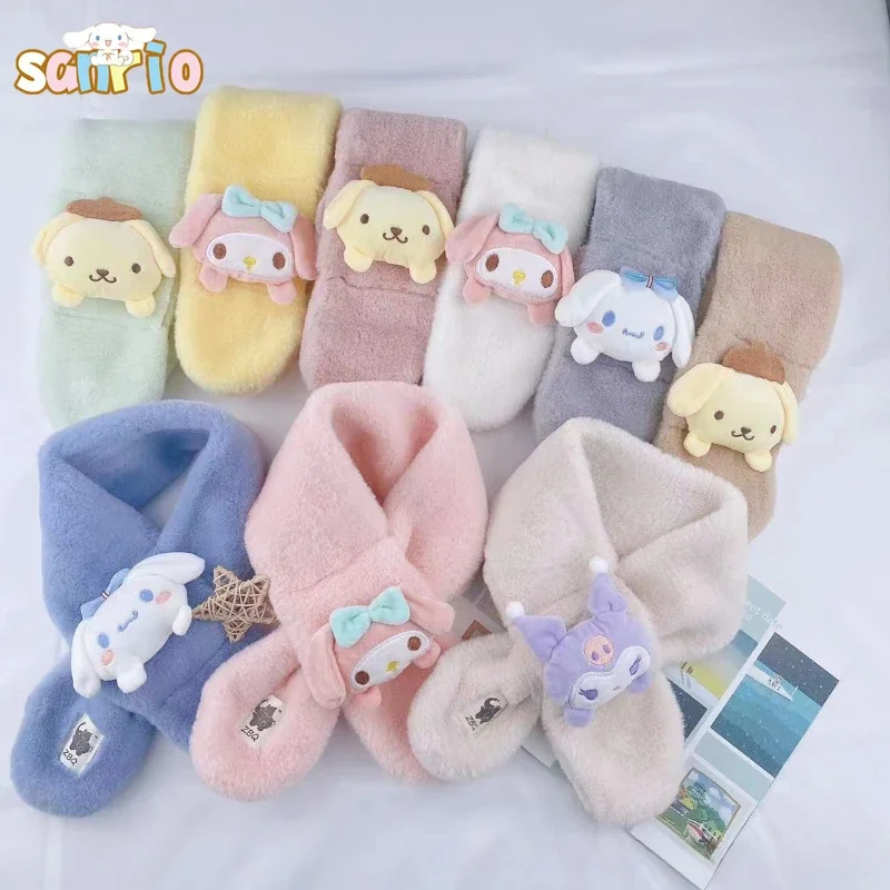 

Kawaii Sanrio Cinnamoroll Kuromi Children's Scarf Anime My Melody Pompompurin Autumn Winter Cute Sweet Warm Cold Boy Girl Scarf