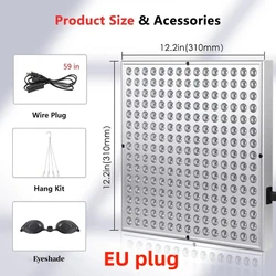 Red Light Therapy Panel for Anti-Aging and Skin Care with 225 LED Lights (EU plug)