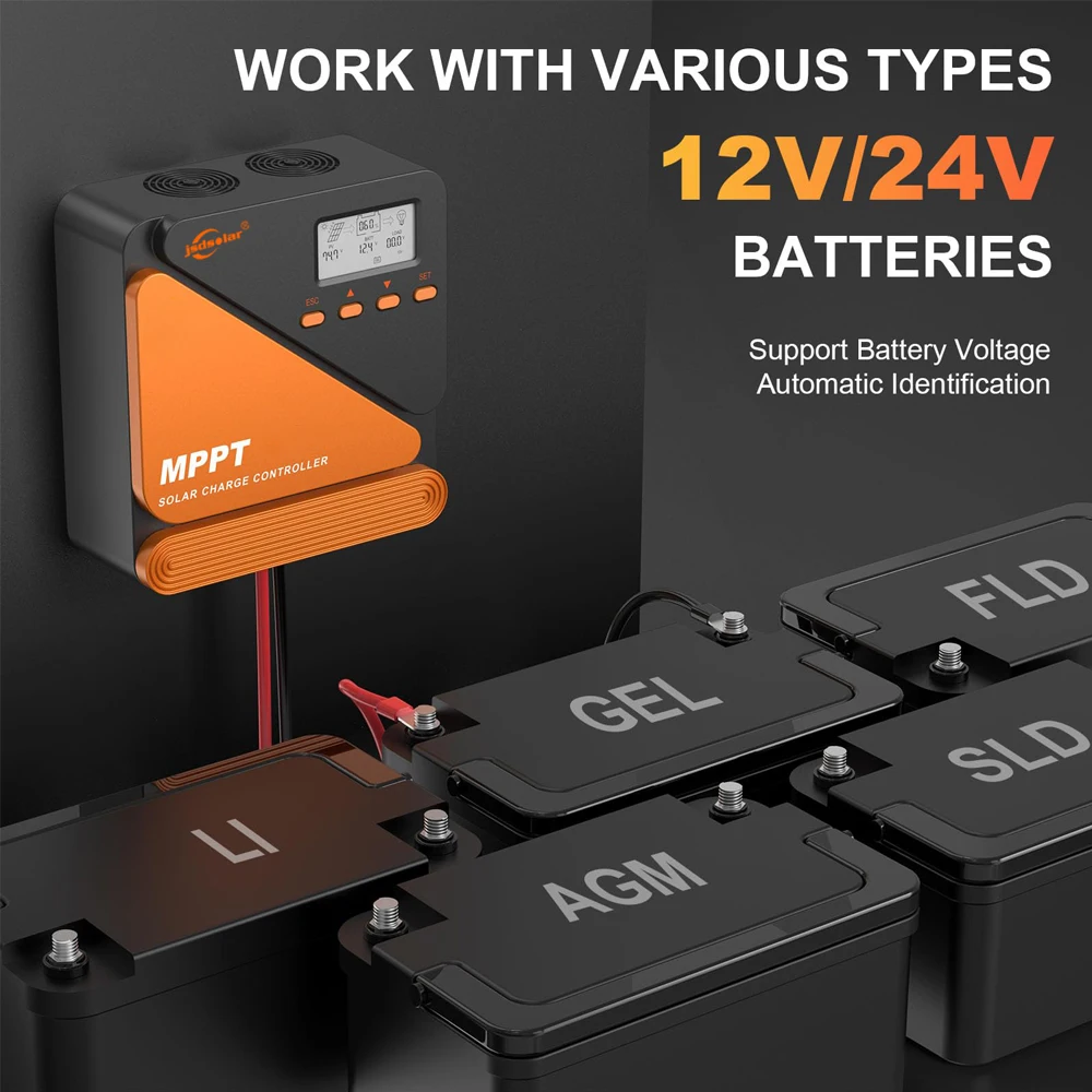 12V 24V Auto MPPT Solar Charge Controller 10A 20A 30A 40A 50A 60A PV Regulator Solar Controller For Lead Aacid Lithium LiFePO4