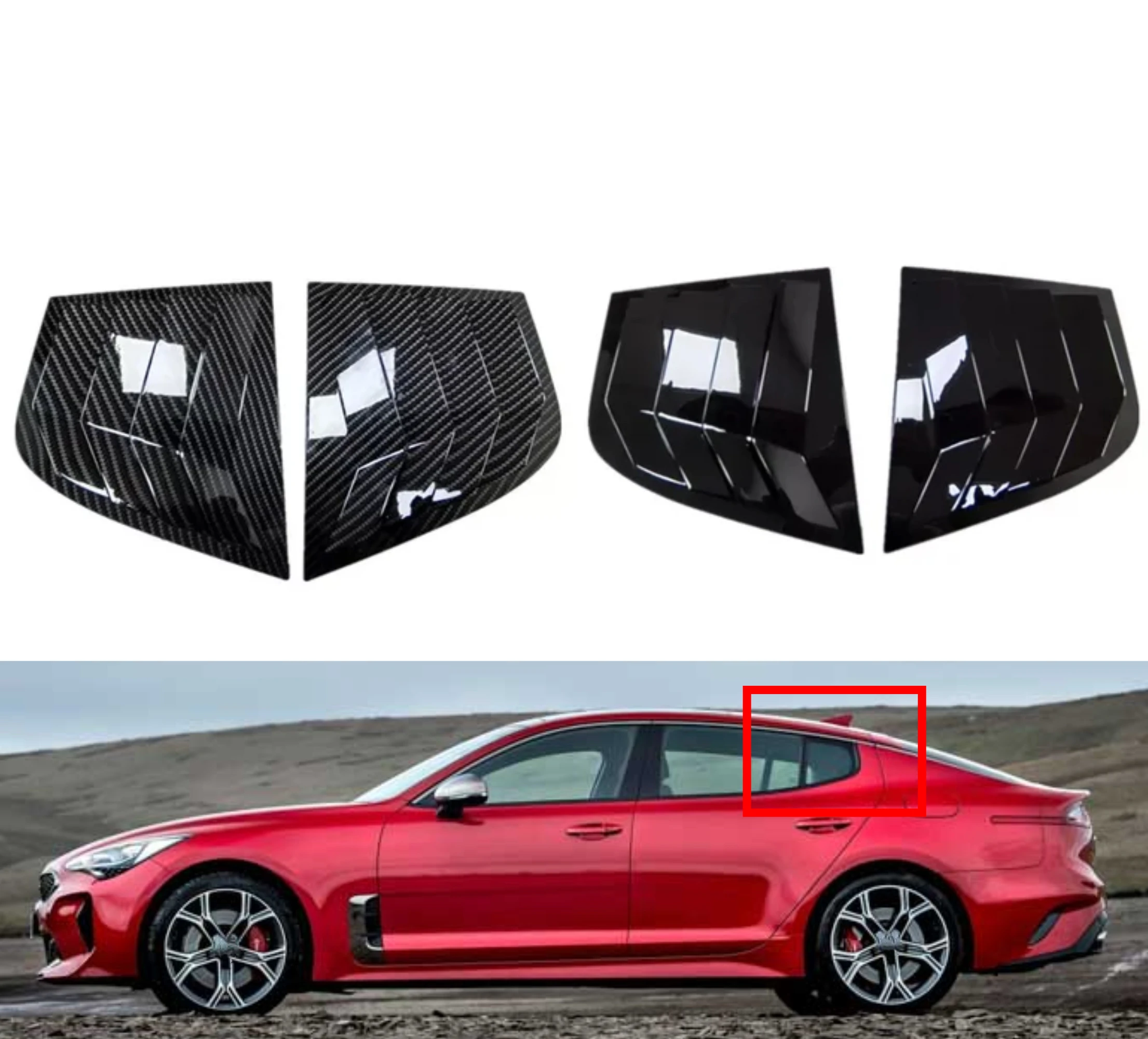 Sporacingrts Deflettori Parasole Per Finestre Laterali In ABS, Compatibili Con Kia Stinger 2018-2022, Nero, Kit Adesivo Incluso