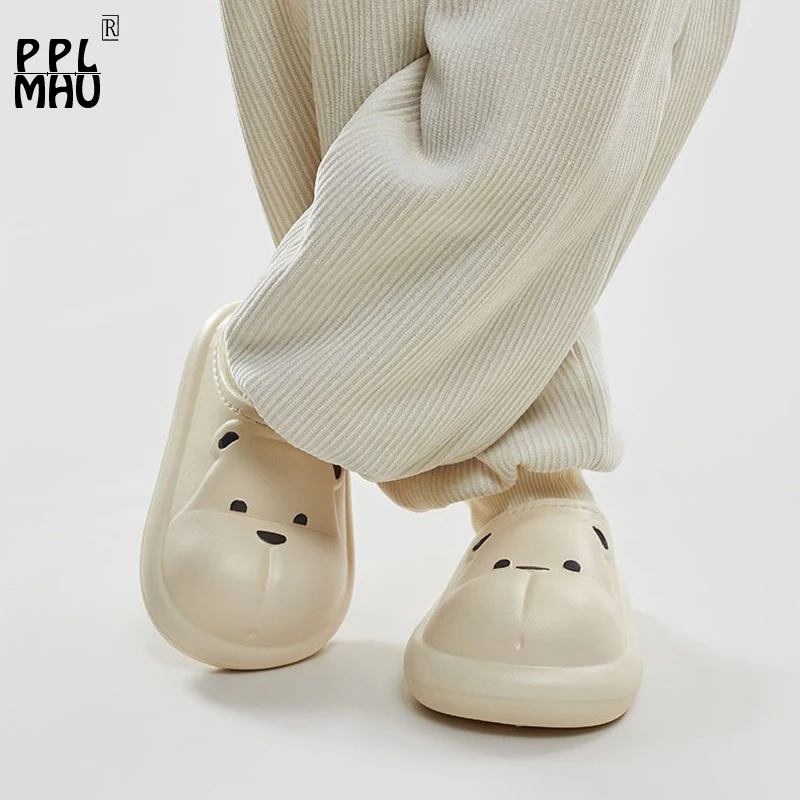 

Lovely EVA Waterproof Platform Thicken Cotton Shoes Korean Casual Winter Warm Plush Slippers Round Head Non-Slip Home Shoes