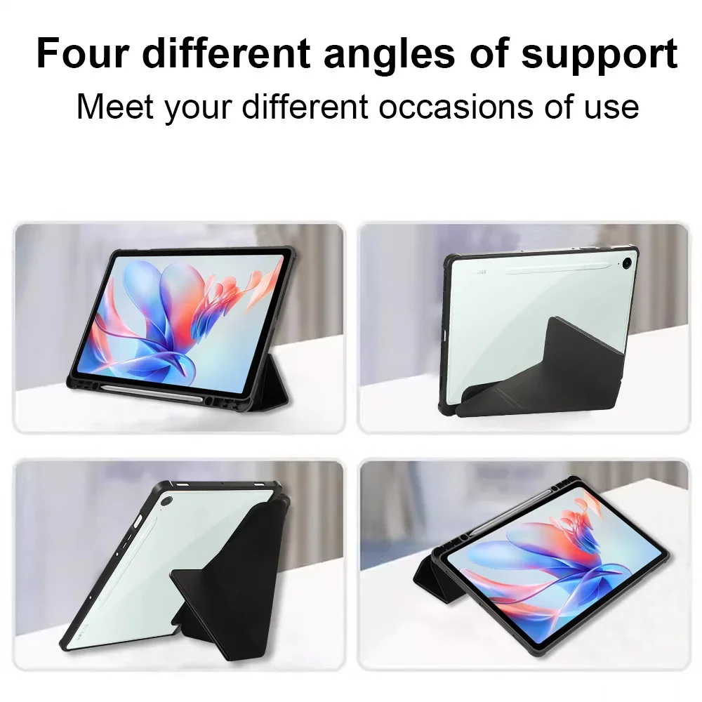 Y-Fold Multi-Angle Folding Tablet Case with Pen Slot