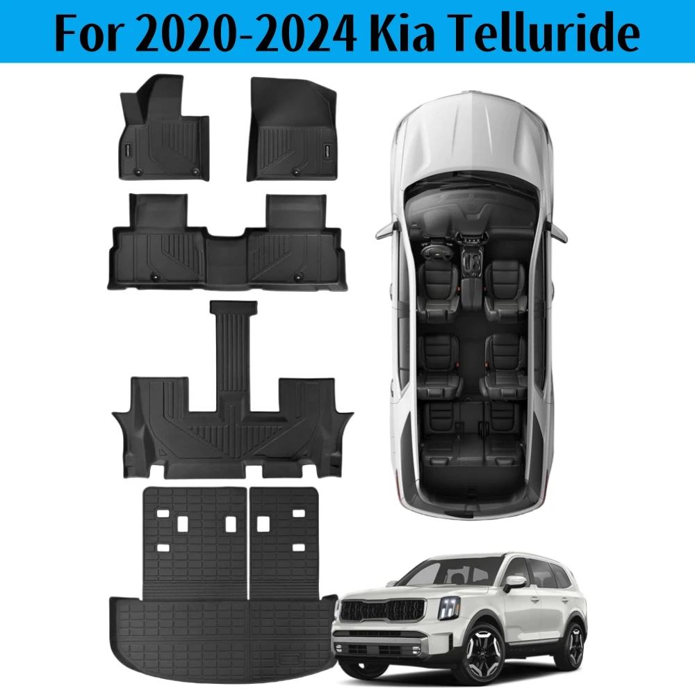 KENTUTO Inserto Portabicchieri 3D In Silicone Per Kia Telluride 2020-2023 - Kit 6 Pezzi, Antiscivolo, Resistente Al Calore, Fodere Console Centrale (Blu)