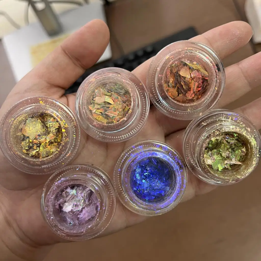 Crystal Fire Opal Star Aurora Nail Cloud Brocade Flakes Chrome Powder Edelweiss Glitter Powder Per Ombretto Manicure Fai Da Te #0.2G #