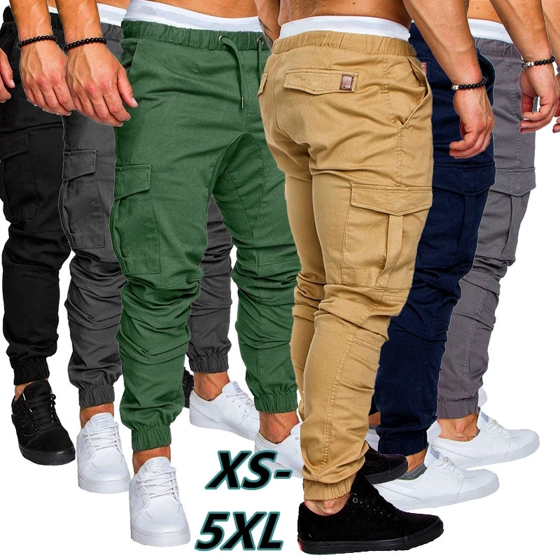 casual cargo pants Men safari cargo pants Joggers Sweatpants Casual Male Sportswear Solid Multi-pocket Cargo Trousers Hip Hop Harem Pants Slim Fit black casual trousers