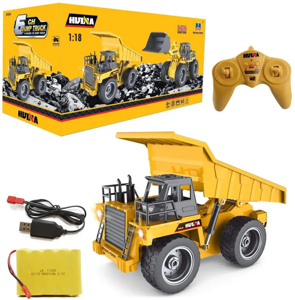 Huina 1540 1/18 Rc Dump Truck 2.4g 6ch Remote Control Excavator Toys Alloy Rc Model Toy