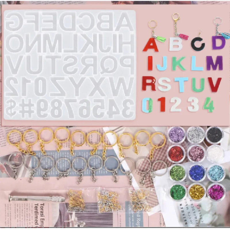 

DIY Crystal Drop Glue Capital Letter Jewelry Accessories Set Pendant Jewelry Mold Jewelry Accessories Set Combination Decoration
