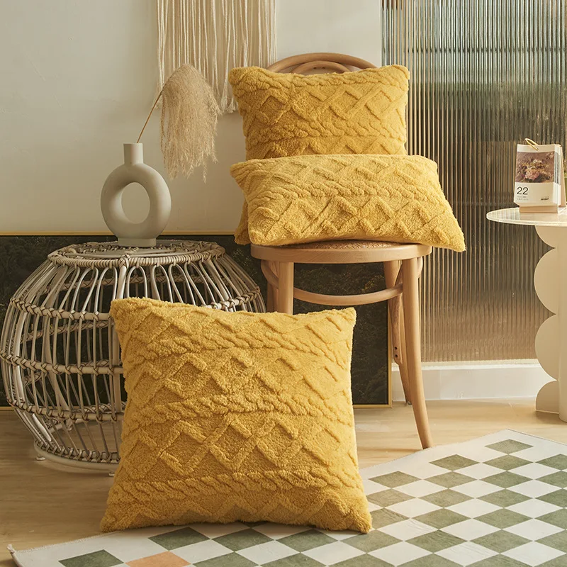 Taie d\'oreiller géométrique 3D en peluche hollandaise Jacquard, housses de coussin en velours, salon, canapé, décoration de la maison, 30x50cm, 45