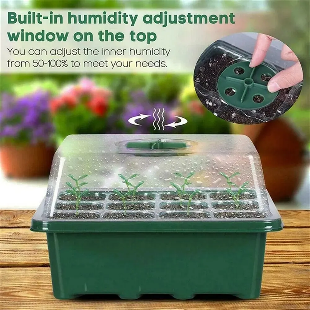 Seed Starter Tray Seed Starter Tray Box Plant Seedling Pots Gardening Sowing Tray Tools Hydroponics Growing System Indoors 12 Cells Hole 1PC