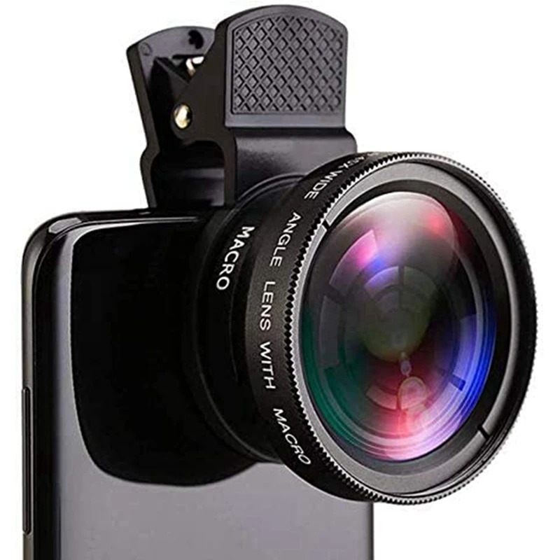

Объектив рыбий глаз для телефона, 2 шт., 0,45x телефон с HD-камерой, объектив с зажимом для макросъемки, широкоугольный объектив для зеркальной камеры